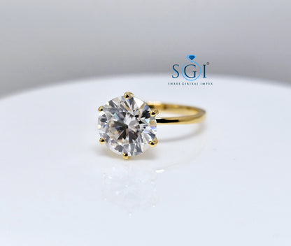 3ct Lab-Grown Diamond Solitaire Ring: E VVS1 Yellow Gold Engagement