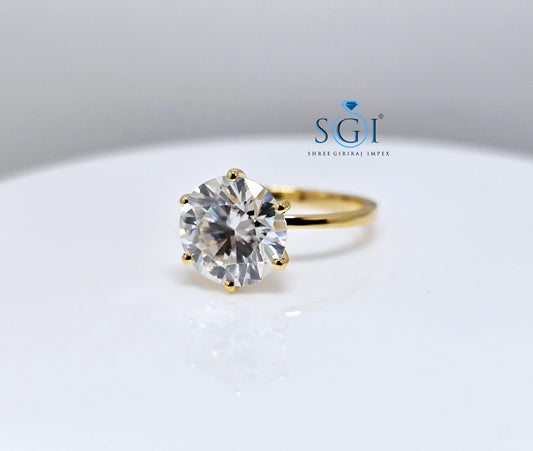 3ct Lab-Grown Diamond Solitaire Ring: E VVS1 Yellow Gold Engagement