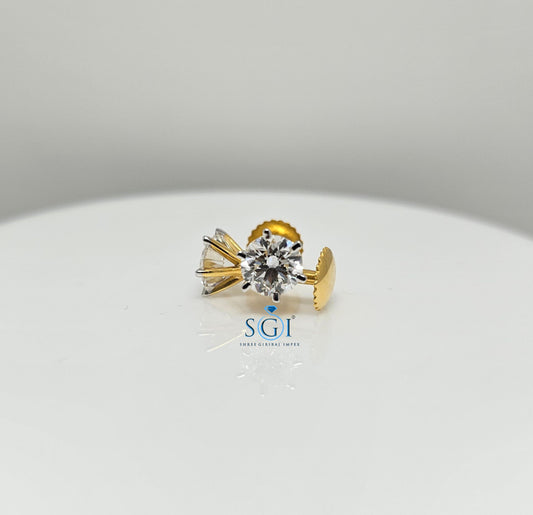 2ctw Lab Grown Diamond Stud Earrings: E VS1 Yellow Gold