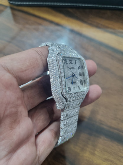 Moissanite Diamond Studed Fully Iced out Black and White watch