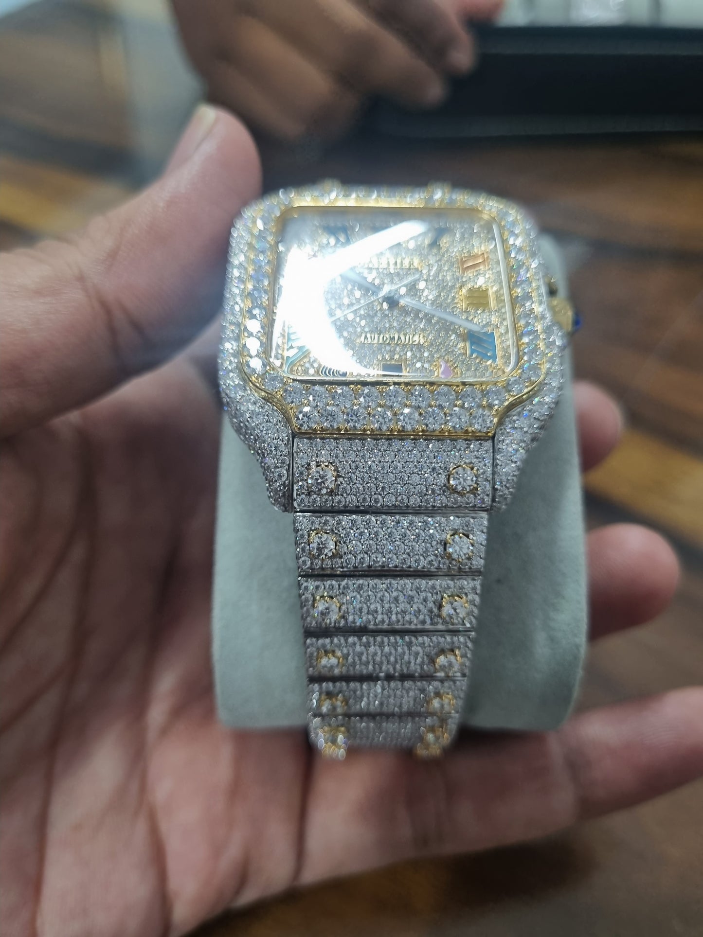 Moissanite Diamond Studed Fully Iced out Golden Watch