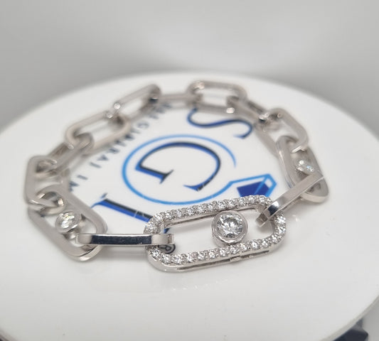 925 Sterling Silver Unisex design Bracelet with 1.8 ctw moissanite diamond