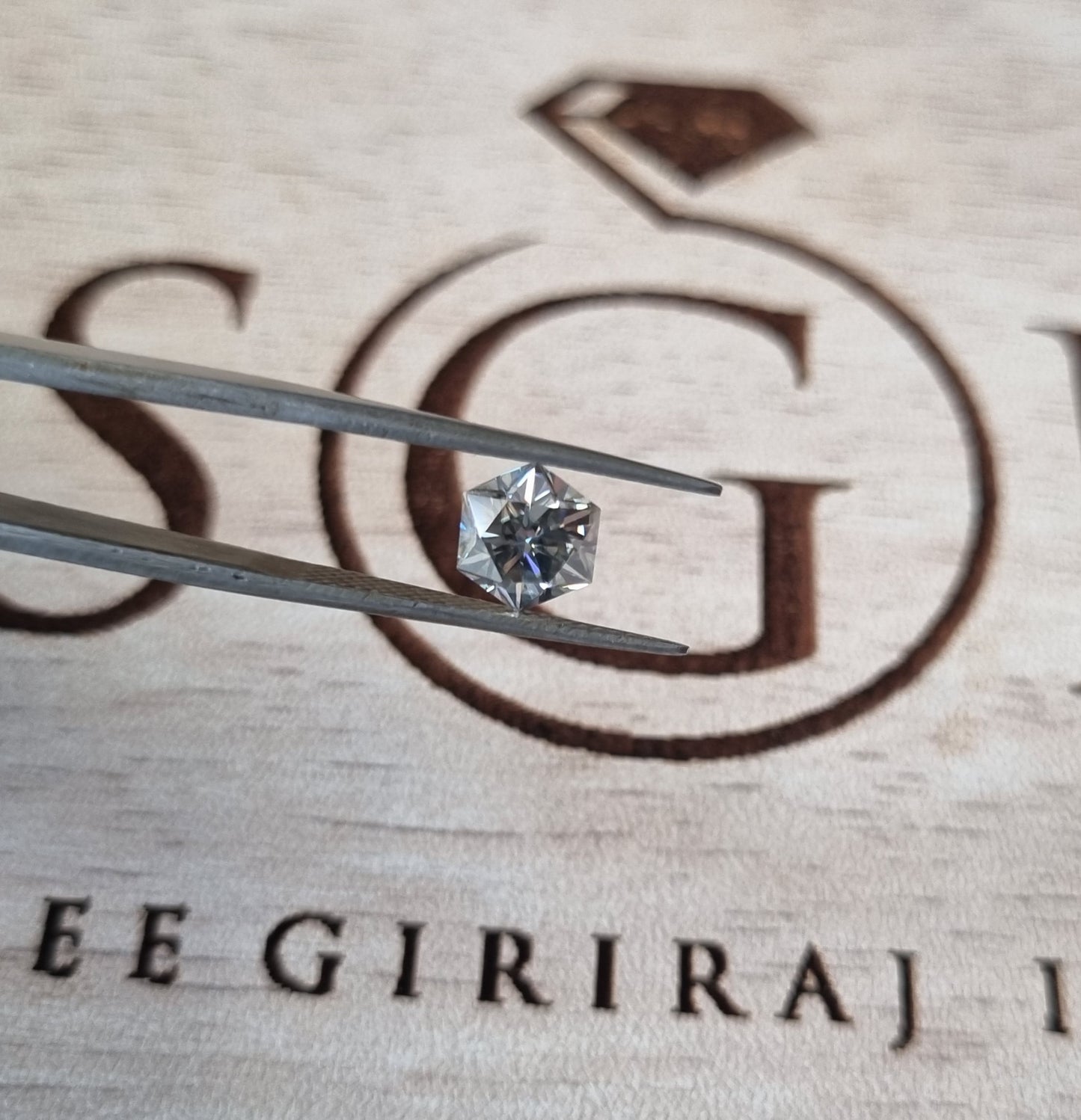 7.5mm Hexagone Cut Natural Light Gray Moissanite diamond For Jewellery Settings