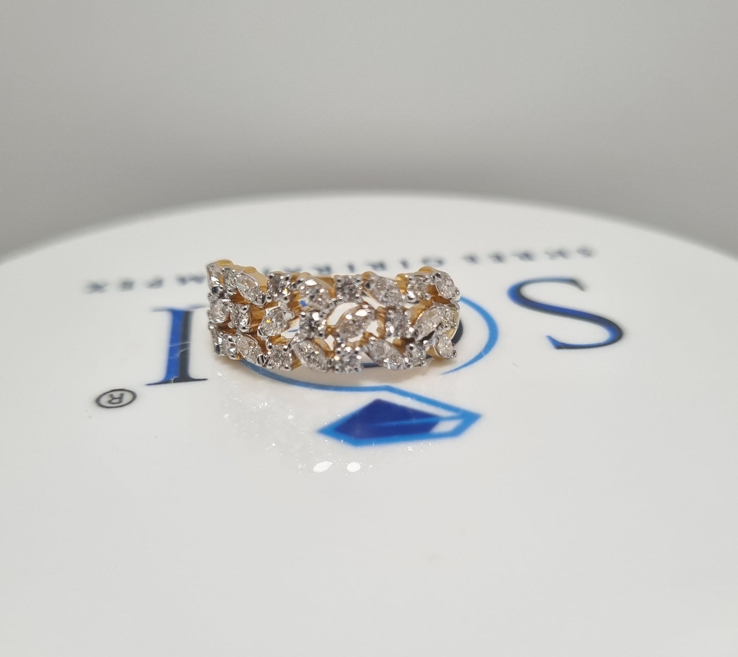 3ctw Fancy and Round Shape White D VVS1 Moissanite Diamond Engagement Ring With 6.5gm 18k Yellow gold