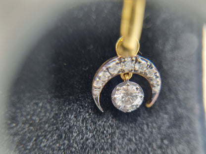 1ctw Moissanite Studed Hanging Ear Ring With 14k Gold and Front side With Black Rhodium