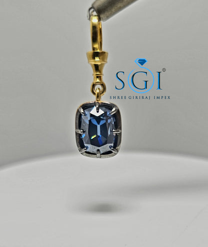 9×7 Old Mine Cushion Cut Fancy Royal Blue Moissanite Gold Pendant For Loving once Gifts , Engagement, Wedding