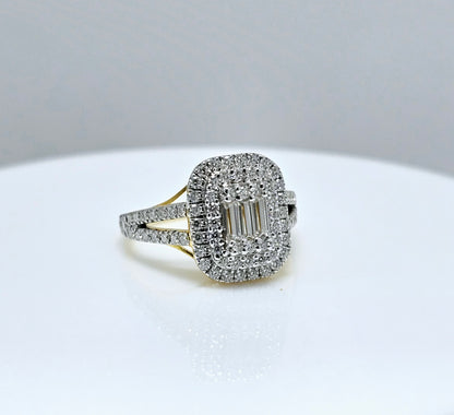 White D vvs1 Moissanite Diamond  Engagement Ring With 14k Yellow Gold