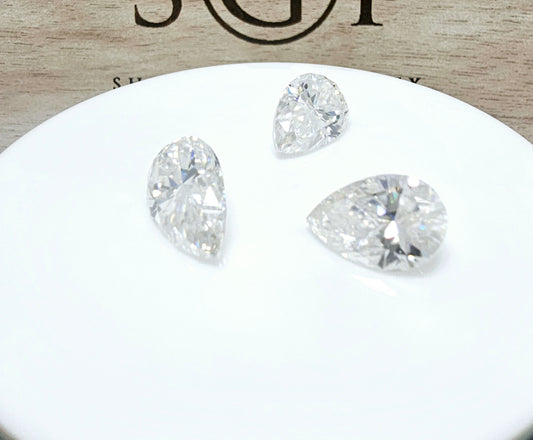 Pear shape White Moissanite Diamond set for Ear Ring and Ring