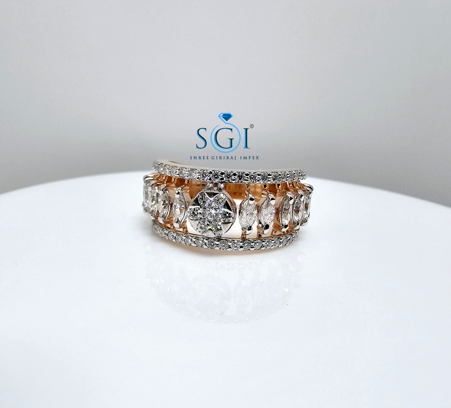 1.8ctw Fancy shape Moissanite Diamond Unisex Ring With 14k Rose Gold