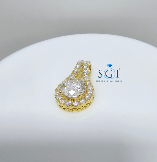 4ctw Moissanite Diamond Pendant With Yellow Gold Engagement Wedding and Anniversary