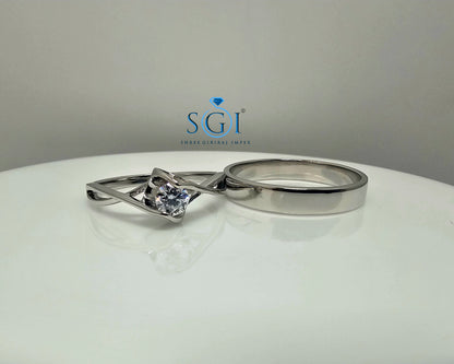 0.5ct Lab Grown Diamond Couple Ring and Band With White Gold For Loving once gifts