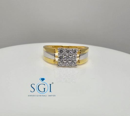 0.65ctw EF VVS VS Lab Grown Diamond Man's Ring With Yellow Gold