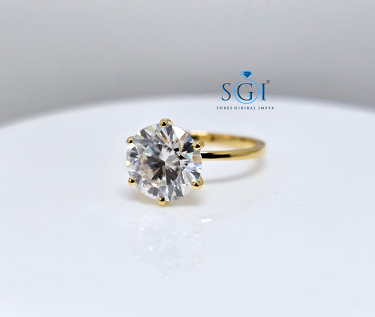 3ct E VS1 Lab Grown Diamond Solitaire Yellow Gold Ring For Wedding Engagement Gifts