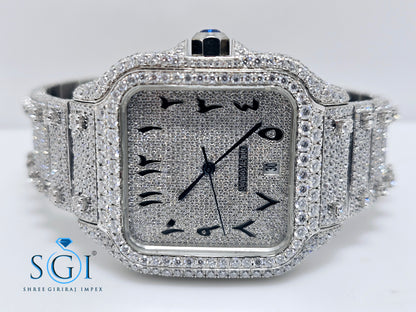 Moissanite Diamond Studded Fully Iced Out Man's Watch With New Brand like cartier