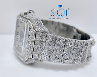 Moissanite Diamond Studded Fully Iced Out Man's Watch With New Brand like cartier