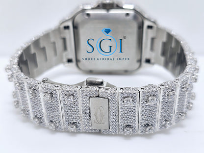 Moissanite Diamond Studded Fully Iced Out Man's Watch With New Brand like cartier