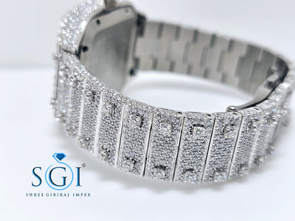 Moissanite Diamond Studded Fully Iced Out Man's Watch With New Brand like cartier