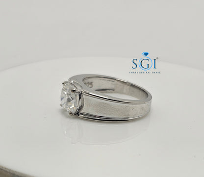 2.20ctw White Cushion Shape Moissanite Diamond Man's Solitaire Ring