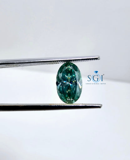 1.70ct Oval Shape Royal Green Moissanite Diamond Best for Jewellery Settings