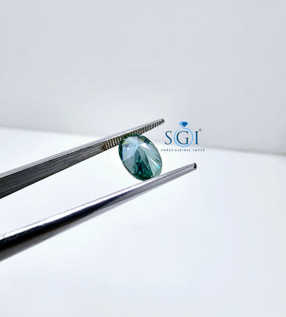 1.70ct Oval Shape Royal Green Moissanite Diamond Best for Jewellery Settings