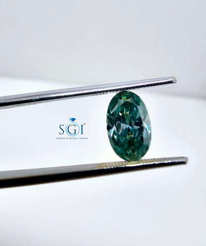 1.70ct Oval Shape Royal Green Moissanite Diamond Best for Jewellery Settings
