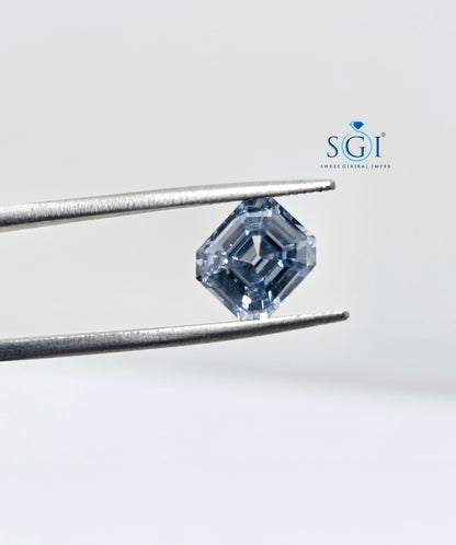 Intense Blue Emerald shape Moissanite Diamond Best For Jewellery Settings