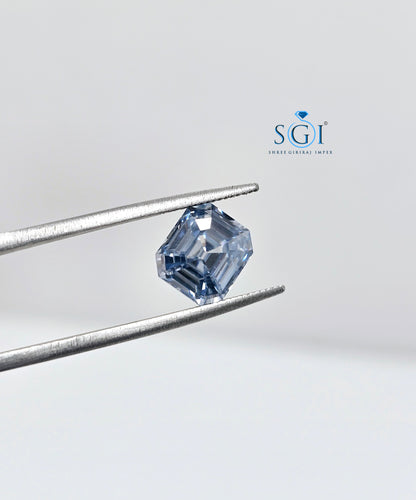 Intense Blue Emerald shape Moissanite Diamond Best For Jewellery Settings