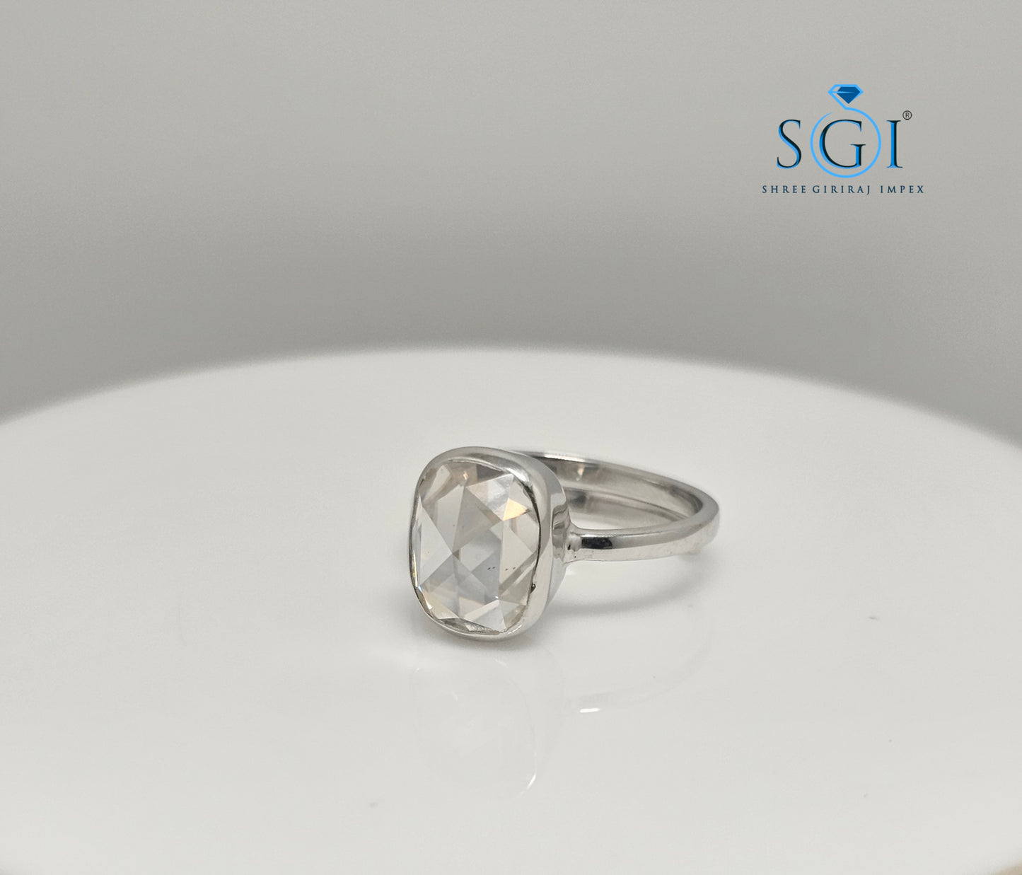 Rose Cut Cushion Shape Moissanite Diamond Luxurious Engagement Ring