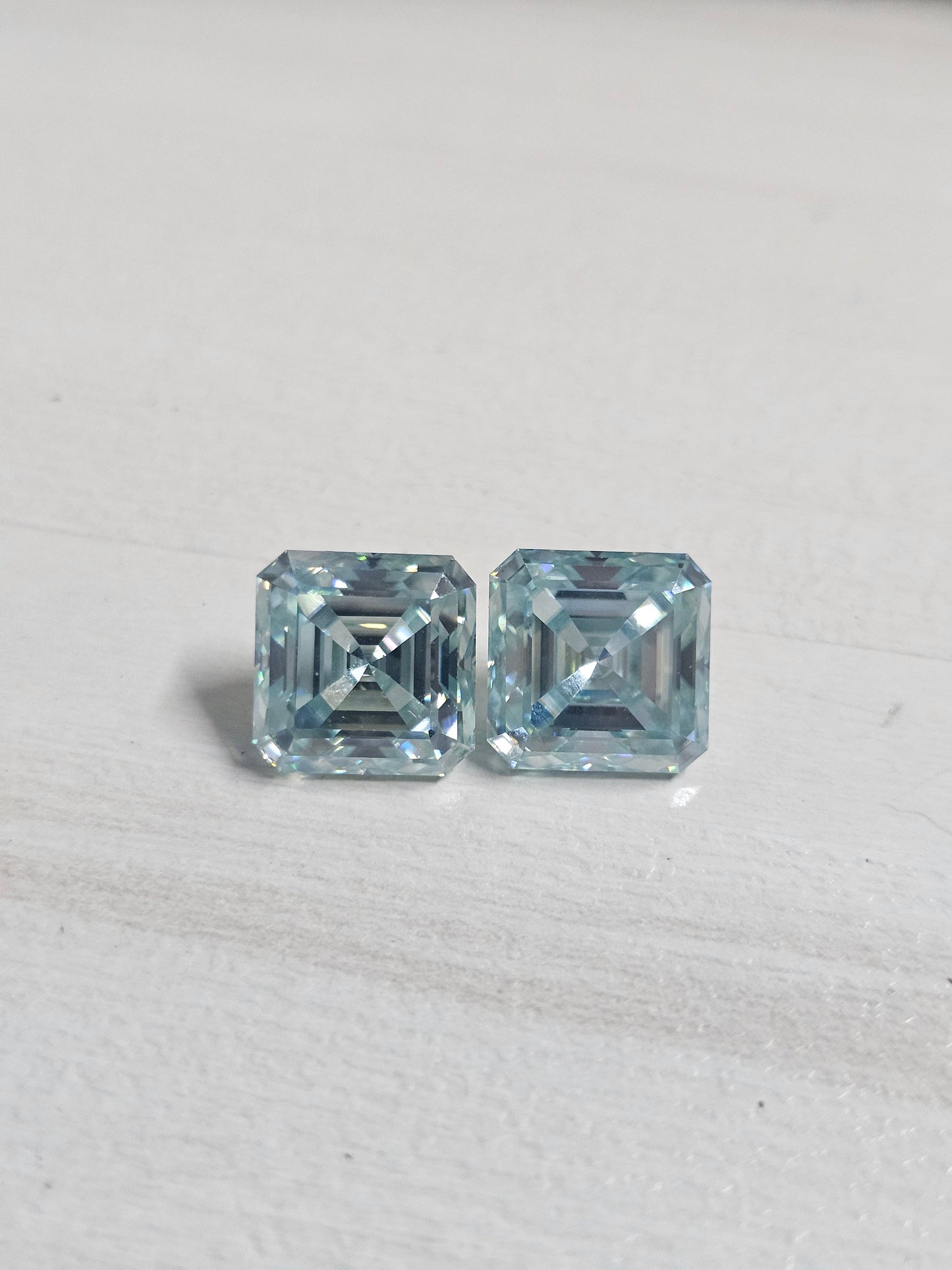 12mm Ascher Shape Aqua Light Blue Moissanite For Jewellery Rings Ear Ring Pendant