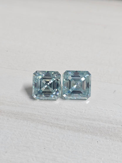 12mm Ascher Shape Aqua Light Blue Moissanite For Jewellery Rings Ear Ring Pendant
