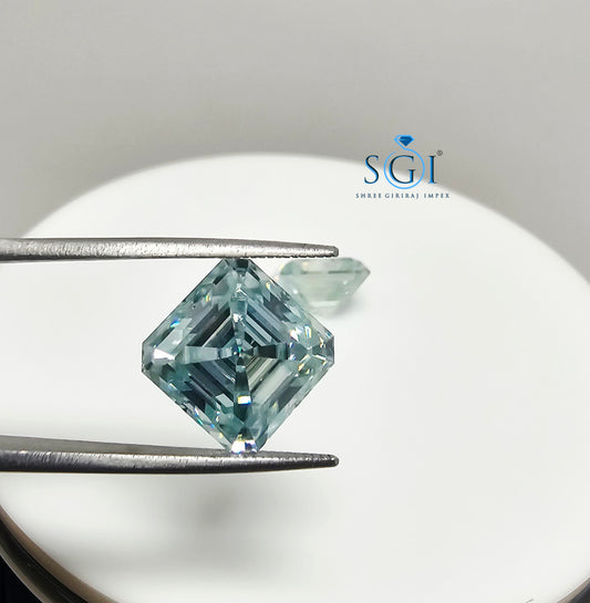 12mm Ascher Shape Aqua Light Blue Moissanite For Jewellery Rings Ear Ring Pendant