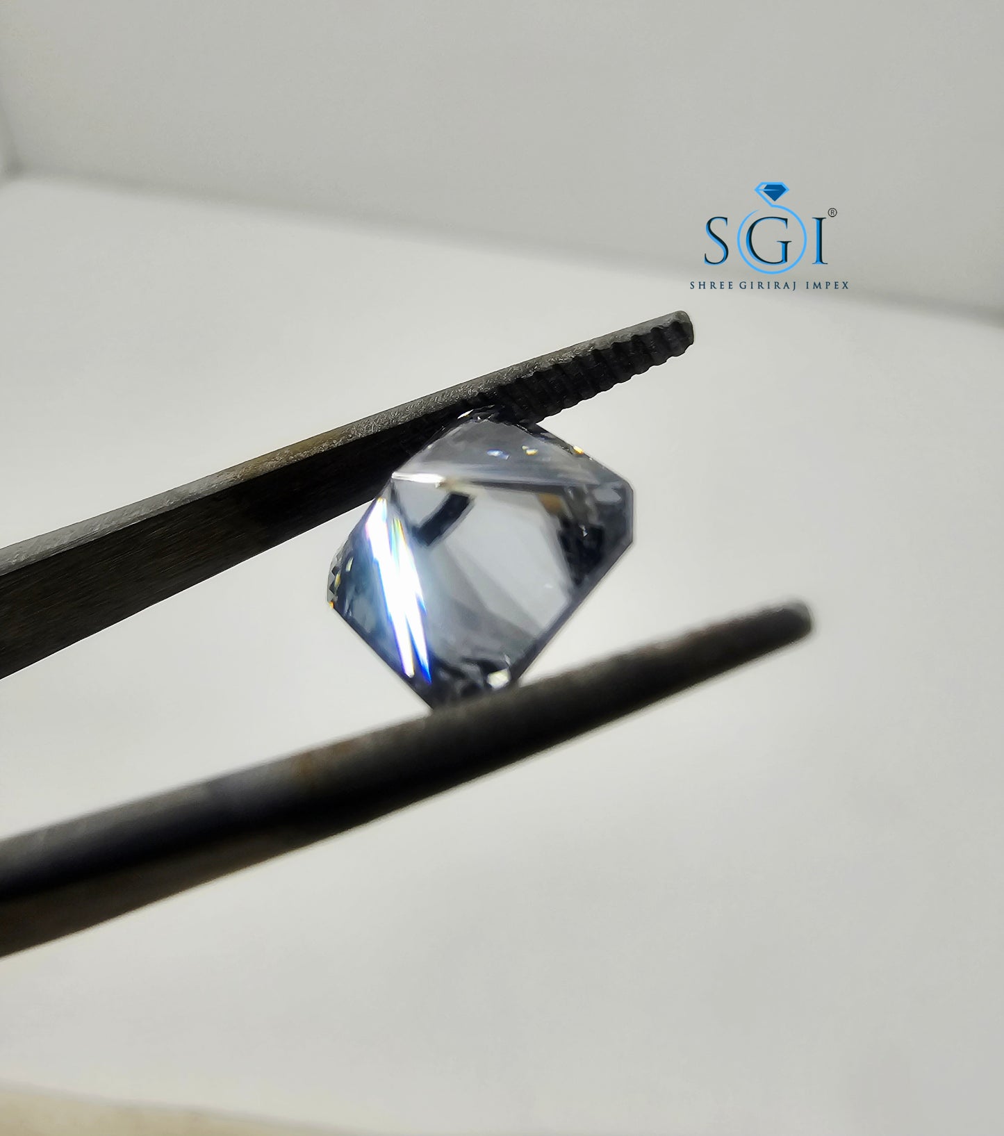 2.70ct 8mm Asscher Shape Concave Cut Grey Moissanite – Unique Step Cut Moissanite, Ideal for Fine Jewelry Settings & Custom Rings