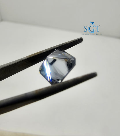 2.70ct 8mm Asscher Shape Concave Cut Grey Moissanite – Unique Step Cut Moissanite, Ideal for Fine Jewelry Settings & Custom Rings