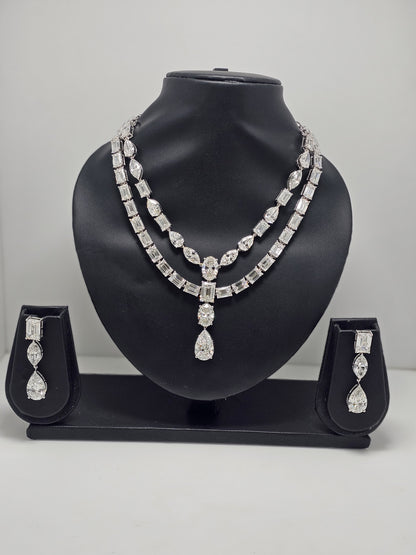 140ctw Lab-Grown Diamond Solitaire Necklace & Earring Set in White Gold — Elegant Bridal & Evening Jewelry