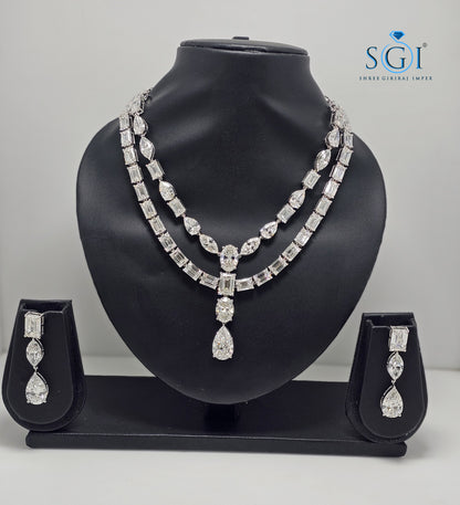 140ctw Lab-Grown Diamond Solitaire Necklace & Earring Set in White Gold — Elegant Bridal & Evening Jewelry