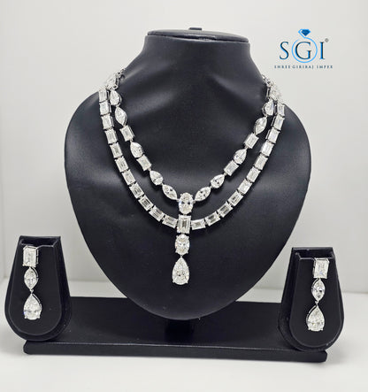 140ctw Lab-Grown Diamond Solitaire Necklace & Earring Set in White Gold — Elegant Bridal & Evening Jewelry