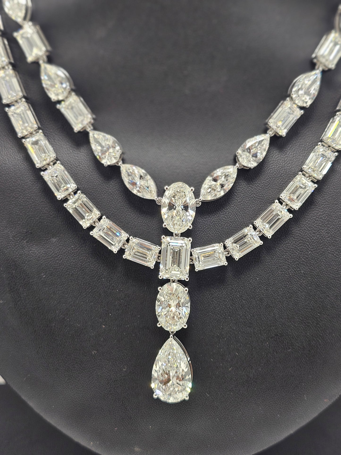 140ctw Lab-Grown Diamond Solitaire Necklace & Earring Set in White Gold — Elegant Bridal & Evening Jewelry