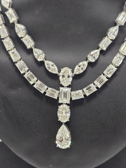 140ctw Lab-Grown Diamond Solitaire Necklace & Earring Set in White Gold — Elegant Bridal & Evening Jewelry
