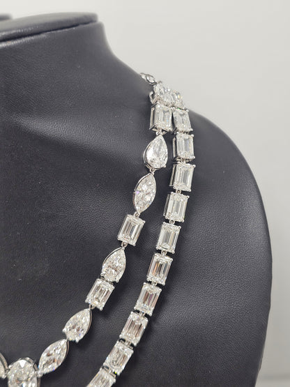 140ctw Lab-Grown Diamond Solitaire Necklace & Earring Set in White Gold — Elegant Bridal & Evening Jewelry