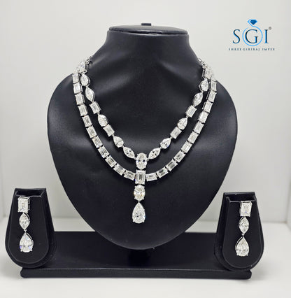 140ctw Lab-Grown Diamond Solitaire Necklace & Earring Set in White Gold — Elegant Bridal & Evening Jewelry