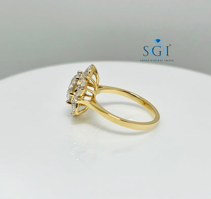 2.80ctw Round & Marquise-Cut Moissanite Diamond Vintage-Inspired Luxurious Gold Ring