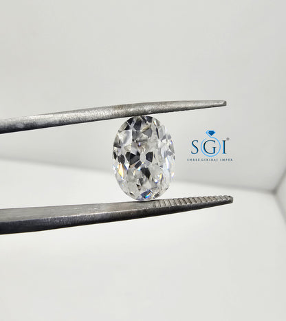 3.25CT Old European Cut Oval Moissanite | 8x11mm Loose Stone | Vintage Style Diamond Alternative