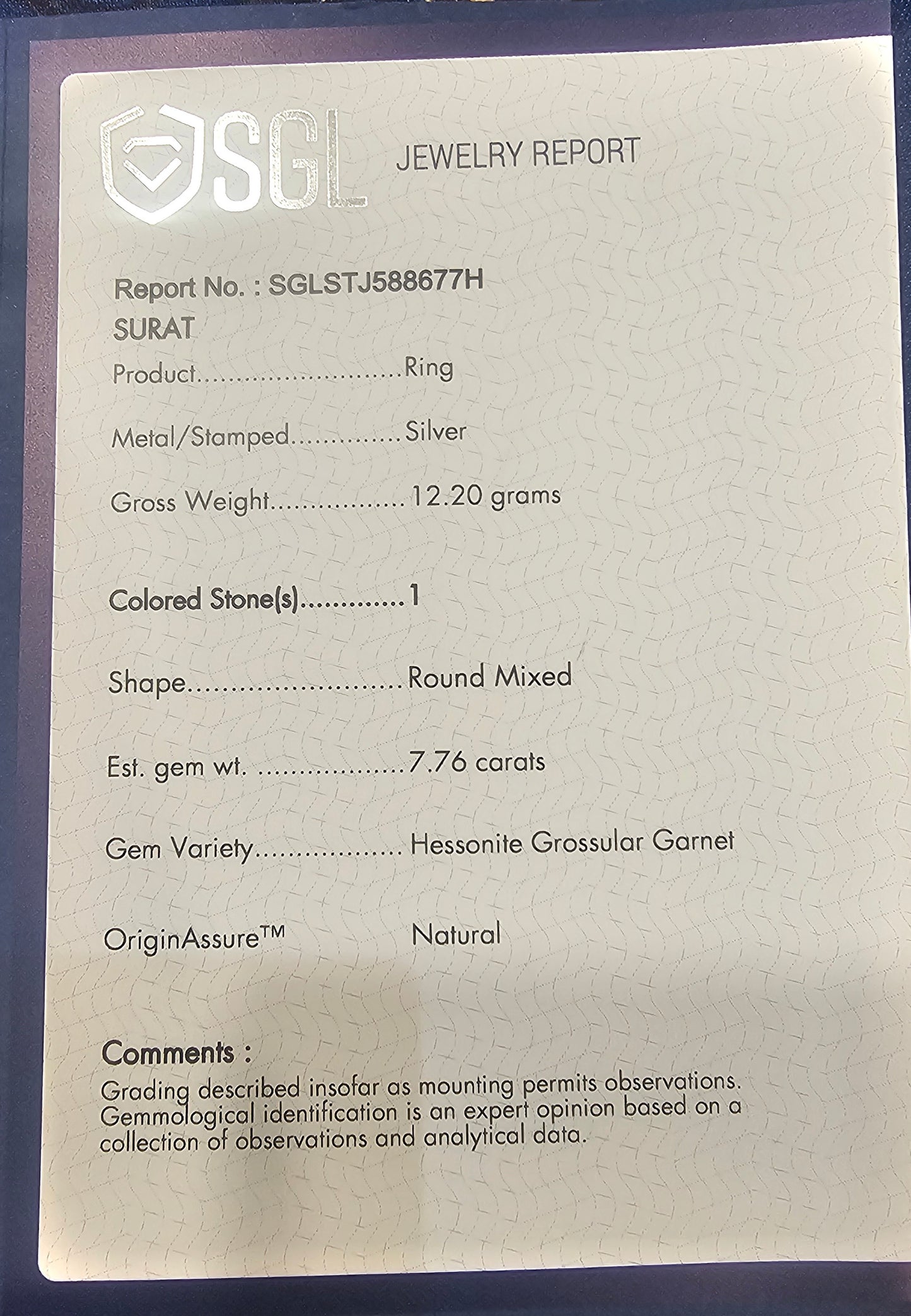 Men’s Silver Ring with 11mm Natural Hessonite Garnet – Portuguese Cut Red Gemstone