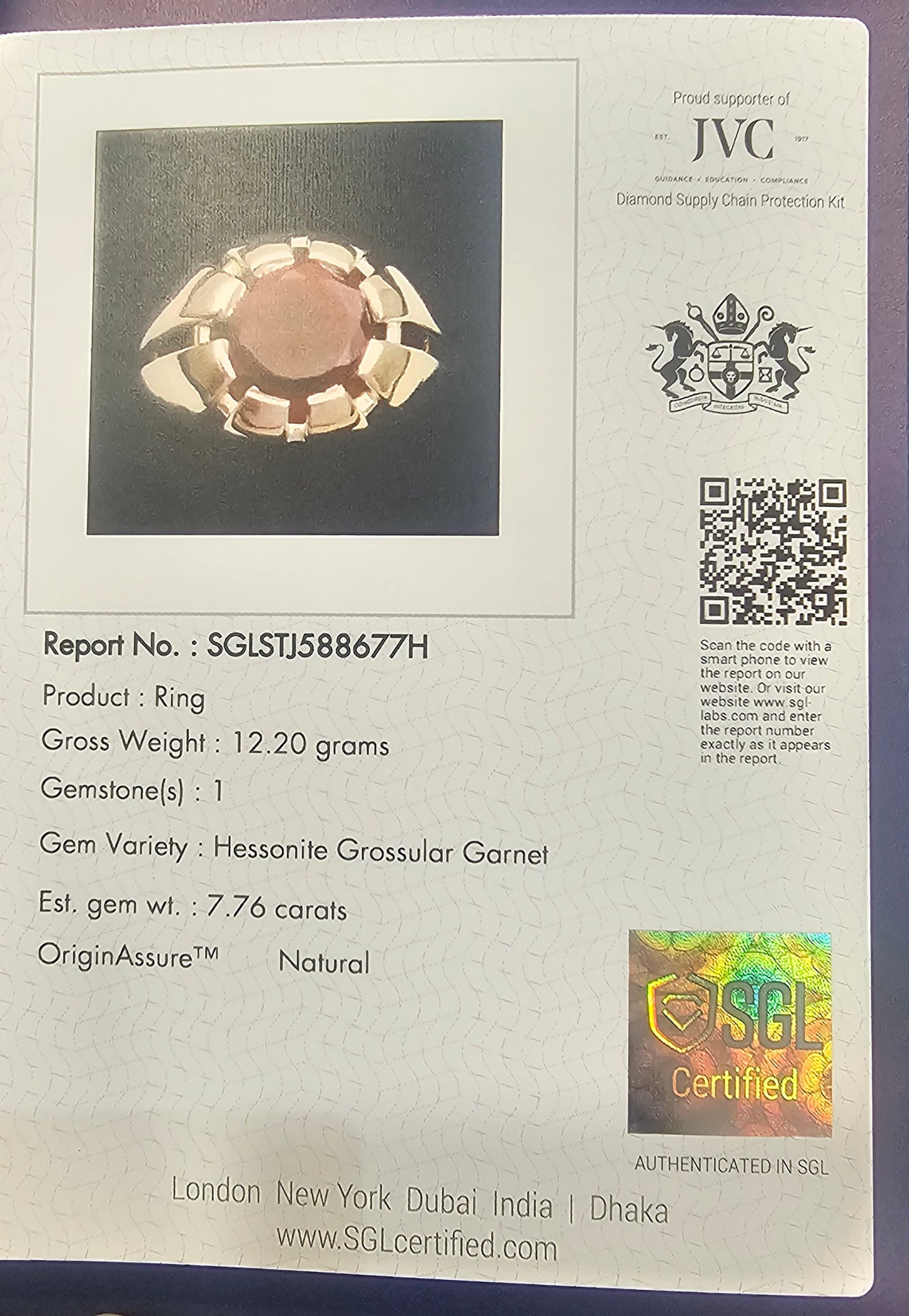 Men’s Silver Ring with 11mm Natural Hessonite Garnet – Portuguese Cut Red Gemstone