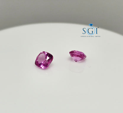 Loose Pink Lab Grown Sapphire 4.50 Carat – 7mm Cushion Cut for Jewelry Design