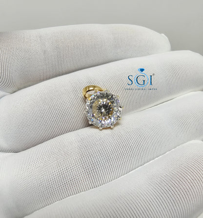 Luxury 18K Gold Pendant with 10mm Round 4.15ct White Moissanite Solitaire (D VVS1)