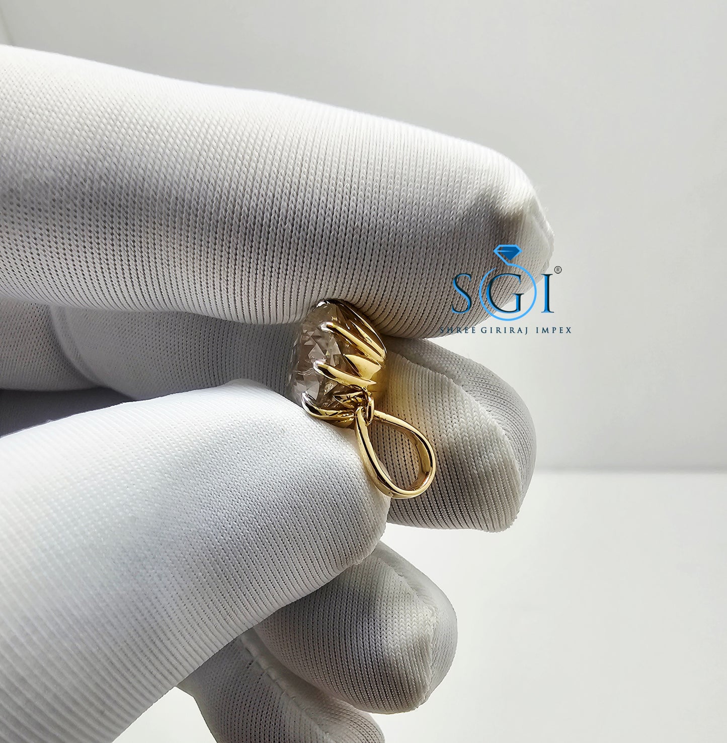 Luxury 18K Gold Pendant with 10mm Round 4.15ct White Moissanite Solitaire (D VVS1)