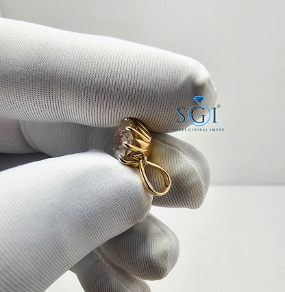 Luxury 18K Gold Pendant with 10mm Round 4.15ct White Moissanite Solitaire (D VVS1)