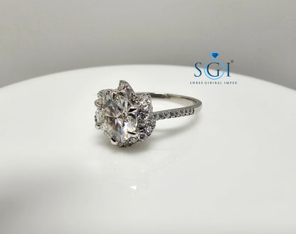 Handcrafted Vintage 925 Sterling Silver Ring with 2.5ctw Moissanite Diamond