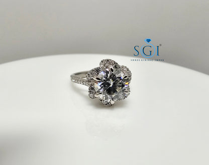 Handcrafted Vintage 925 Sterling Silver Ring with 2.5ctw Moissanite Diamond